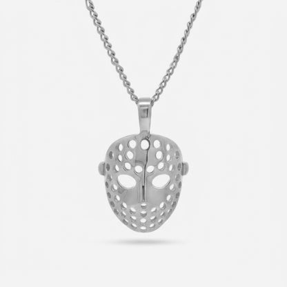 Vintage Hockey Goalie Mask Pendant - Silver