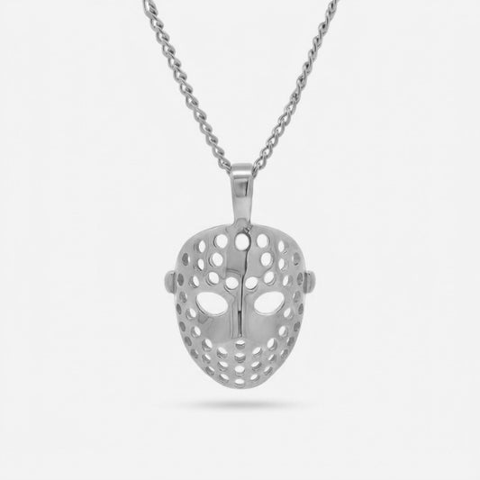 Vintage Hockey Goalie Mask Pendant - Silver