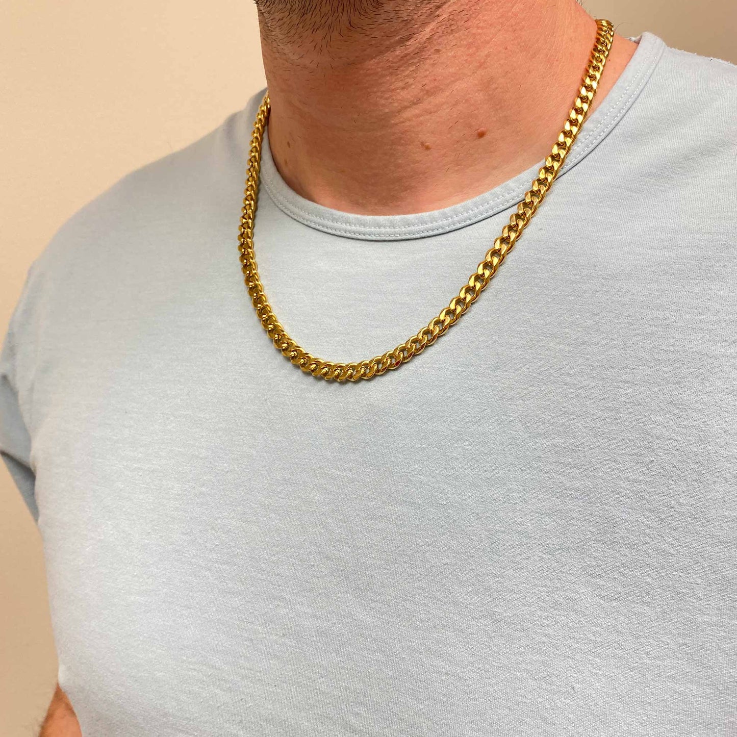 7mm gold cuban stainless