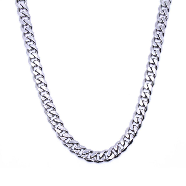 silver cuban chain stainless steel