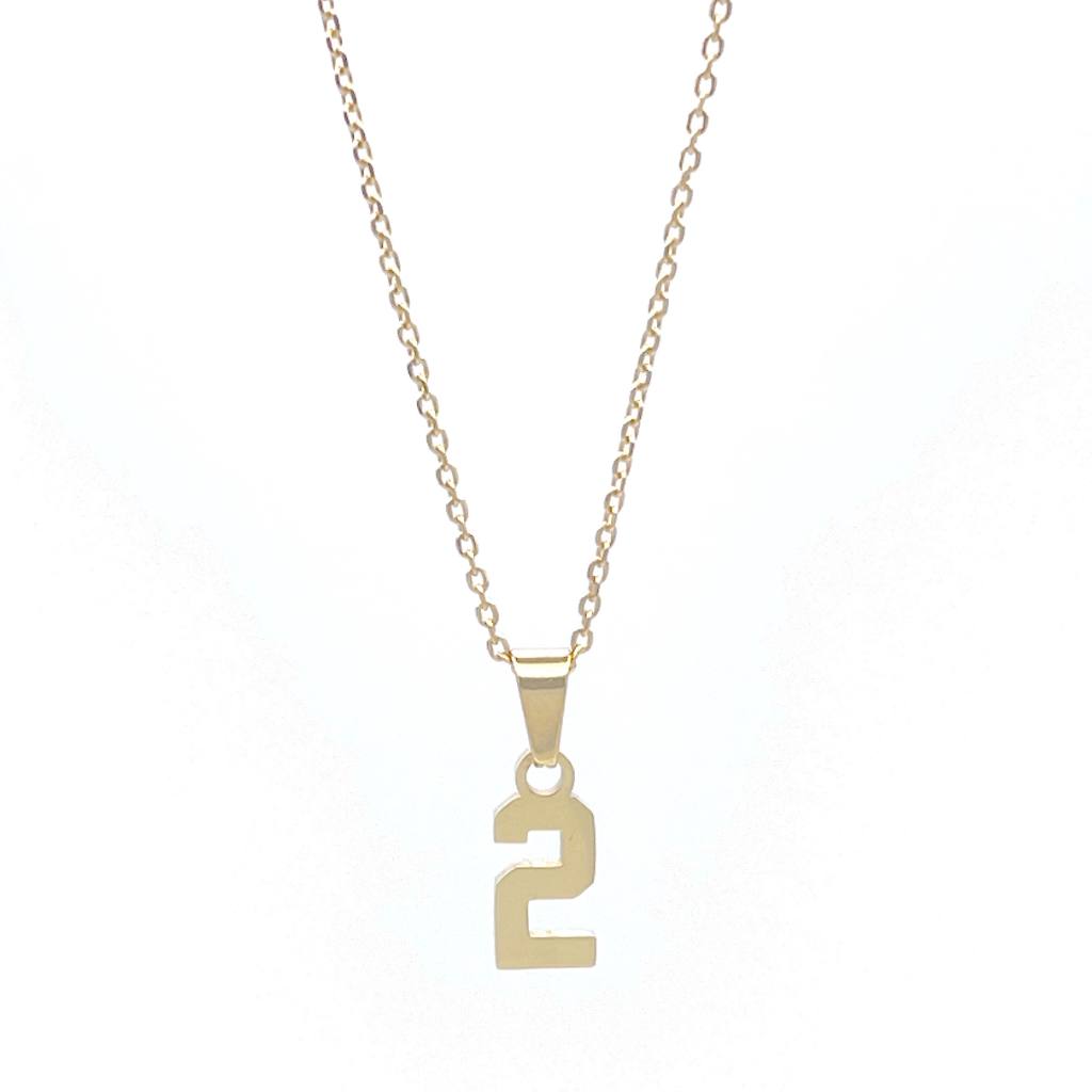 Small Number Pendant Necklace - Gold